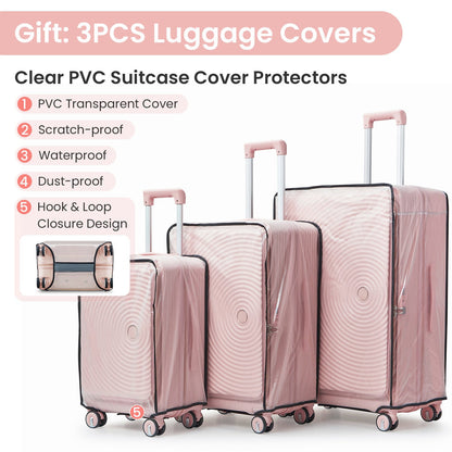 Luggage Sets 3 Piece(20/24/28), Expandable Carry On Luggage with TSA Lock Airline Approved, 100% PC Hard Shell and Lightweight Suitcase with Front Pocket and Spinner Wheels