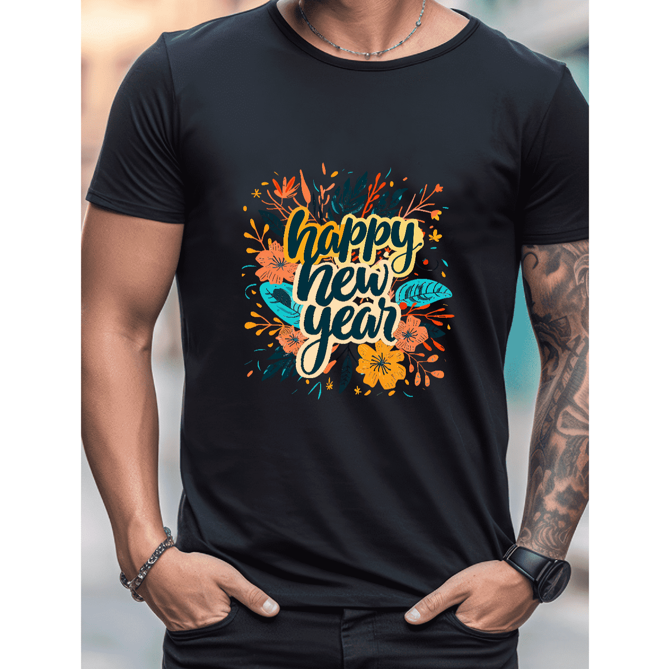 2025 New Year Cotton T-Shirt for Men - Stylish & Comfortable Short Sleeve Tee for All Seasons