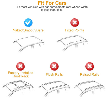 47.24in Universal Top Roof Rack Cross Bar Cargo Carrier Aluminum Crossbar Rack with 165LBS Capacity Fit for Most Vehicle Wagon Car Without Roof Side Rail