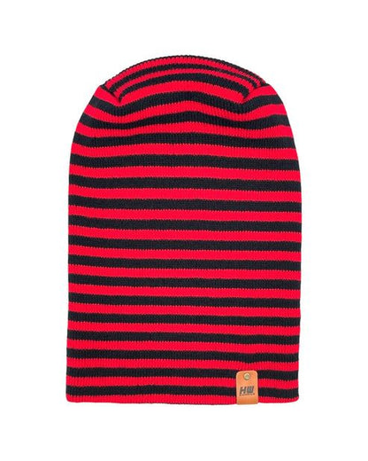 HAAKWEAR Theta Stitch RORO Cuffed Beanie (Patent Pending Design)-Black/Red, Made in USA