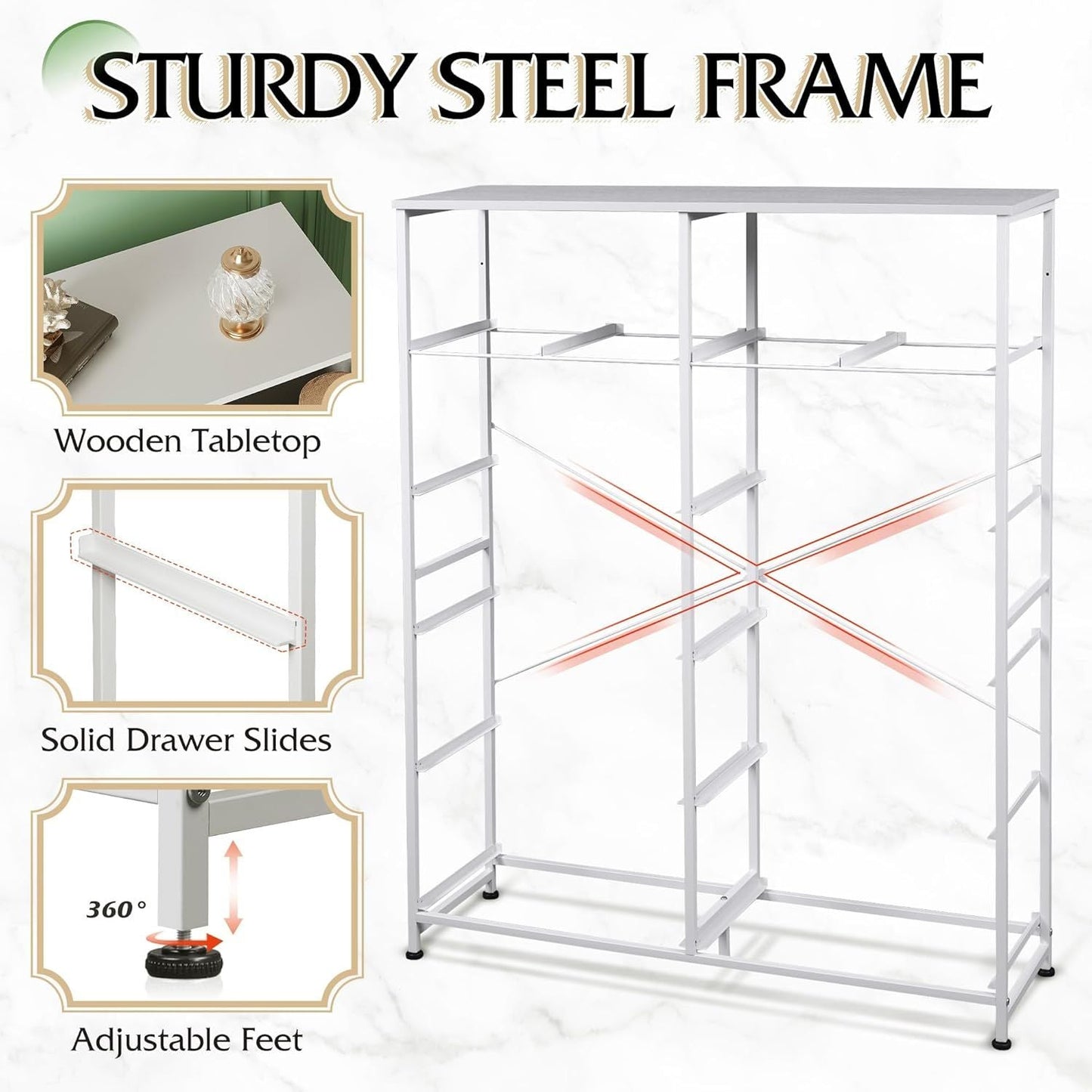 Tall Dresser for Bedroom with 12 Drawers, Dressers & Chests of Drawers, Fabric Dresser for Closet, Living Room, Storage Dressers with Storage Drawers, Steel Frame, Wood Top