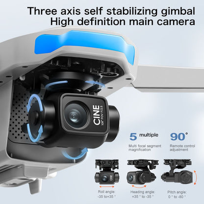 S-X1 GPS Drone, 20-30 Minute Flight, Dual HD 50fps Cameras, 3-Axis Gimbal, 5MP Stabilized Images, Auto Low Power Return, Large Screen Remote