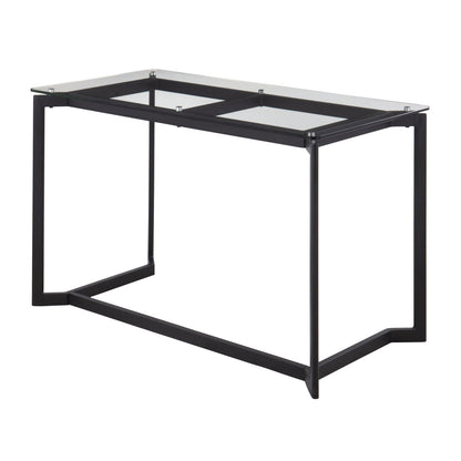 Masters Modern Office Desk in Black Steel with Clear Glass Top by