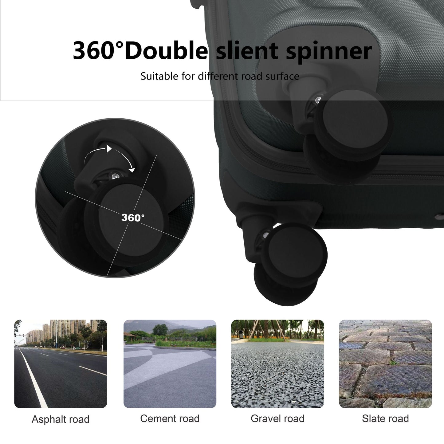 Luggage Sets ABS Hardshell 3pcs Luggage, Lightweight Durable Suitcase sets Spinner Wheels Suitcase with TSA Lock 20''24''28'' Available(Dark Green)