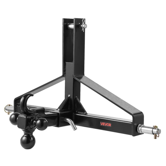 VEVOR 3 Point Trailer Hitch with 2 in Receiver, 3pt Quick Hitch Attachment, Heavy Duty Tractor Tow Drawbar Adapter, Compatible with Kubota, Mahindra, Ford, Yanmar, John Deere, Massey Ferguson