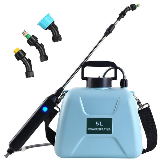 5L/1.3Gallon Electric Plant Sprayer Telescopic Rechargeable Garden Sprayer Automatic Handheld Sprayer with 3 Spray Spouts Shoulder Strap for Cleaning Sterilization