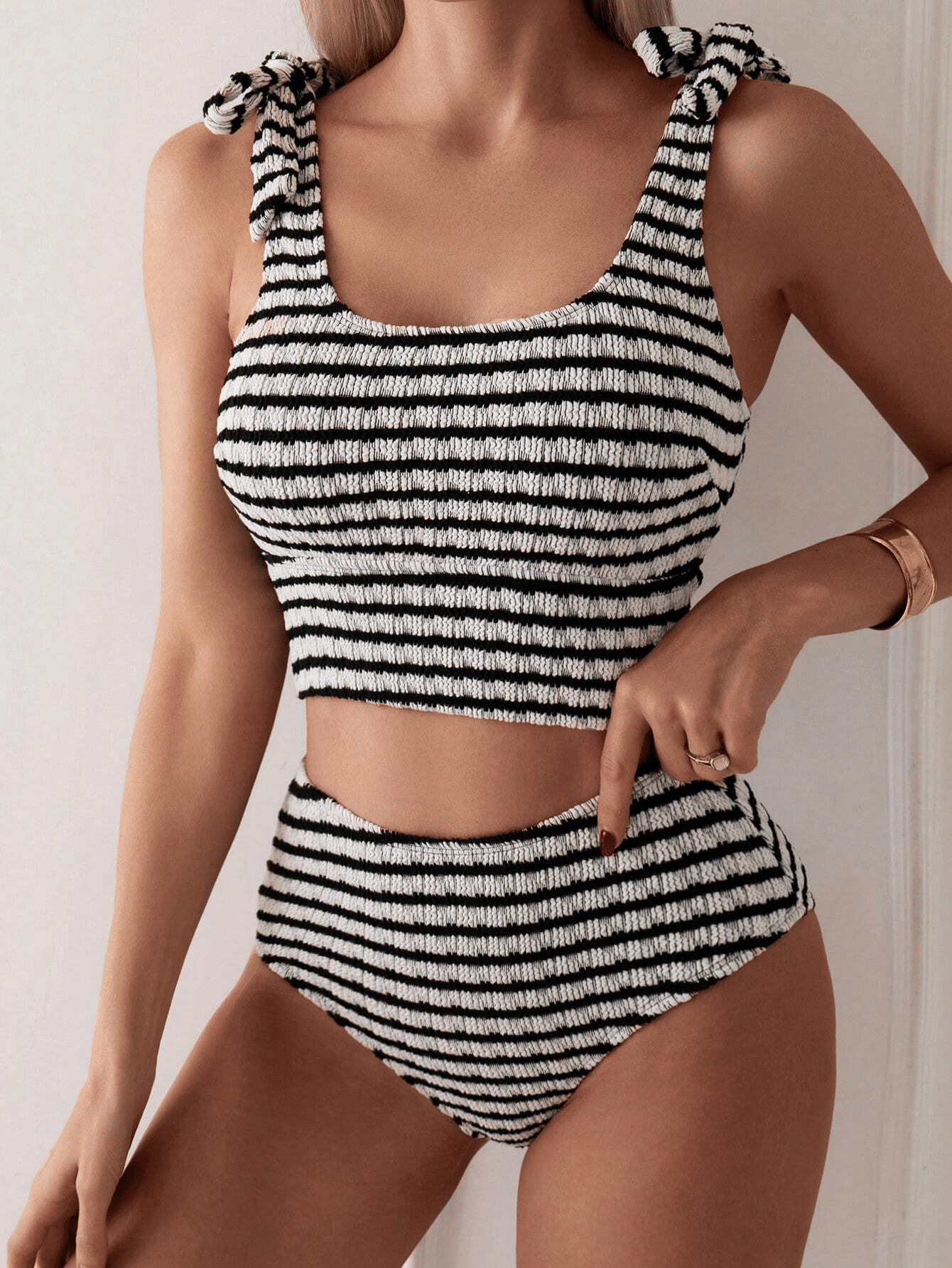 Women's two-piece striped swimsuit