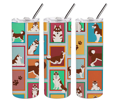 Lots of Red Siberian Husky Stainless Steel Skinny Tumbler Vacuum Double Walled Reusable Insulated Tumbler Travel Cup for Coffee Cocktails Gift with Lid, 20 oz