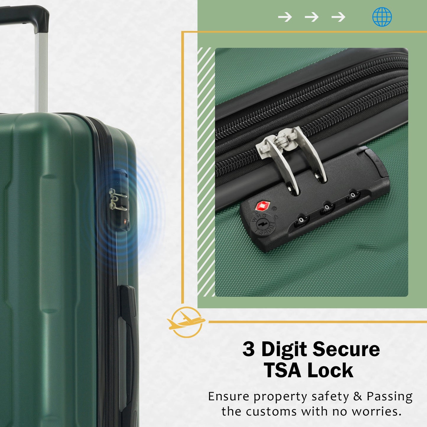 2 Piece Luggage Set with Bags Expanable Spinner Wheels ABS Lightweight Suitcase with TSA Lock 20inch+28inch