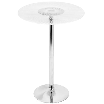 Spyra-Ale Contemporary Adjustable Bar Set in Chrome Metal, Clear Acrylic with Light Up Tabletop, and Grey PVC by - 3 Piece