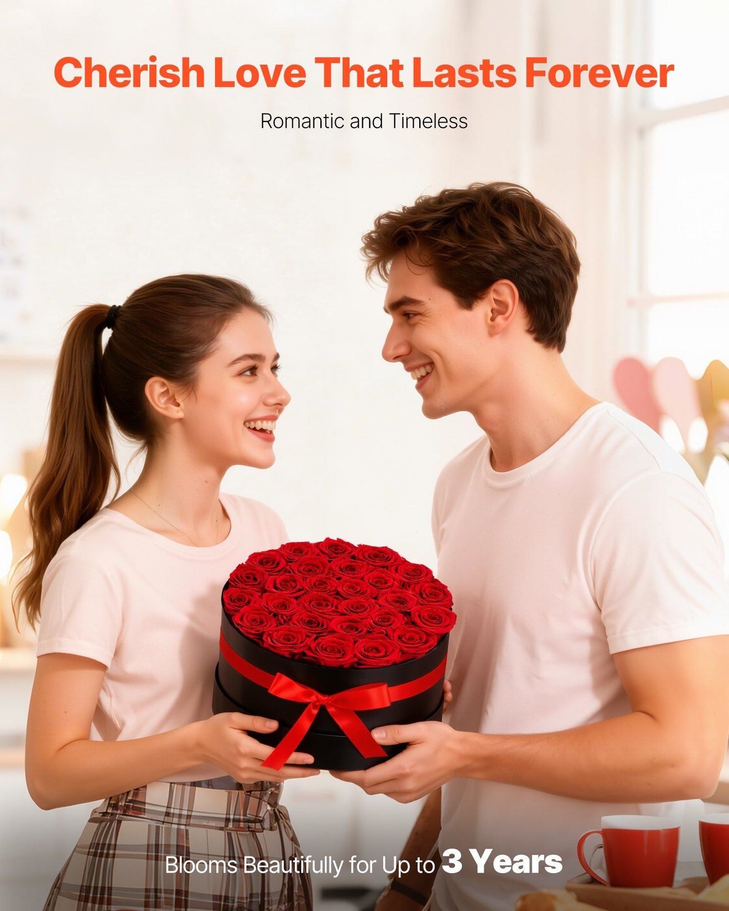 Forever Flowers, 27 Preserved Roses in a Box, Eternal Flowers Immortal Bouquet Birthday Present for Delivery Prime Women Her Wife Mothers, Anniversary, Valentine's Day,Christmas, Red