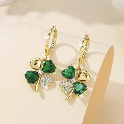 Creative Elegant Trendy Alloy Shamrock Pendant Earrings Gold Plated Decorative Accessories For Holiday Party Girls Accessories