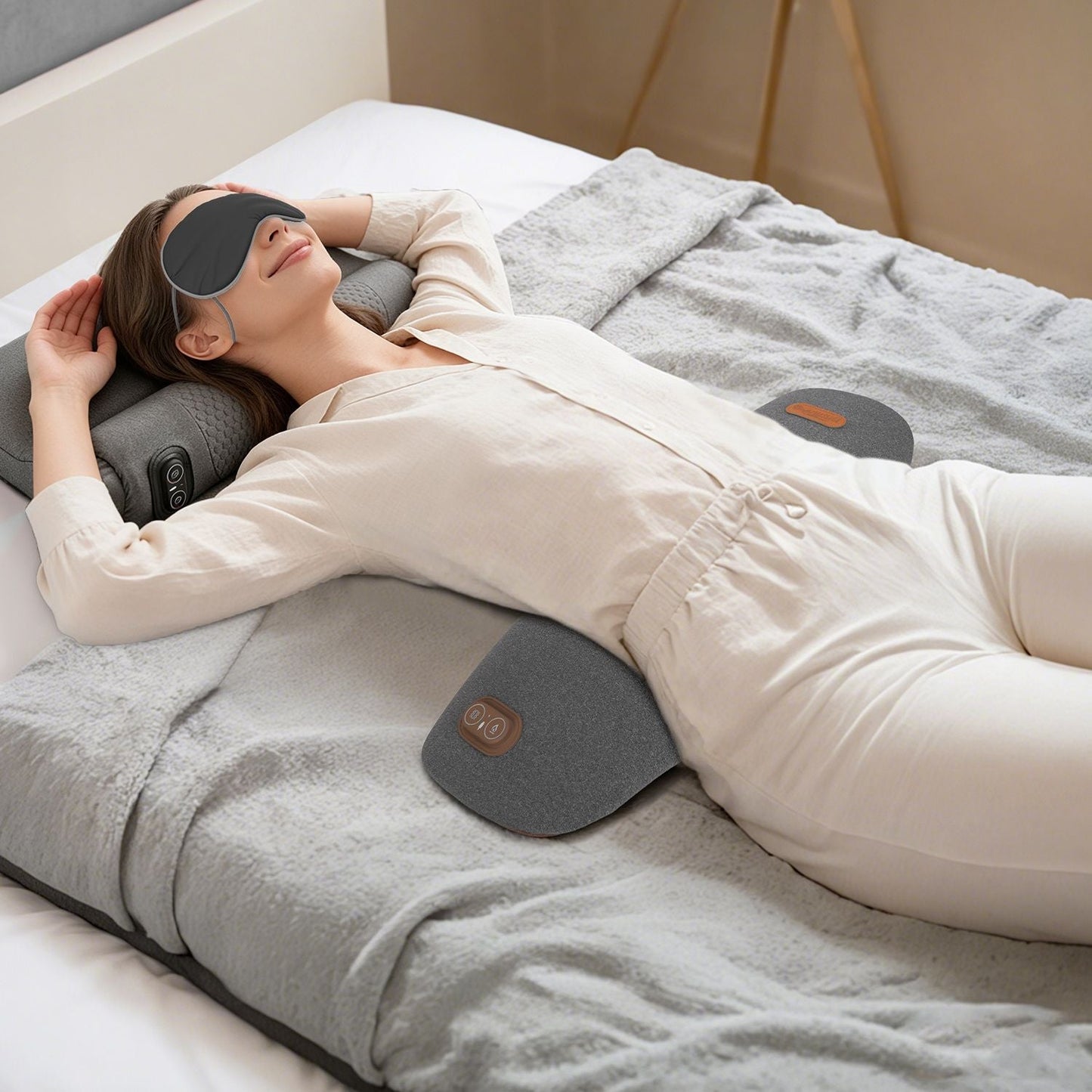 2 In 1 Electric Lumbar Massager Support Pillow Memory Foam Lower Back Massager with Heat Vibration Adapter for Pain Relief