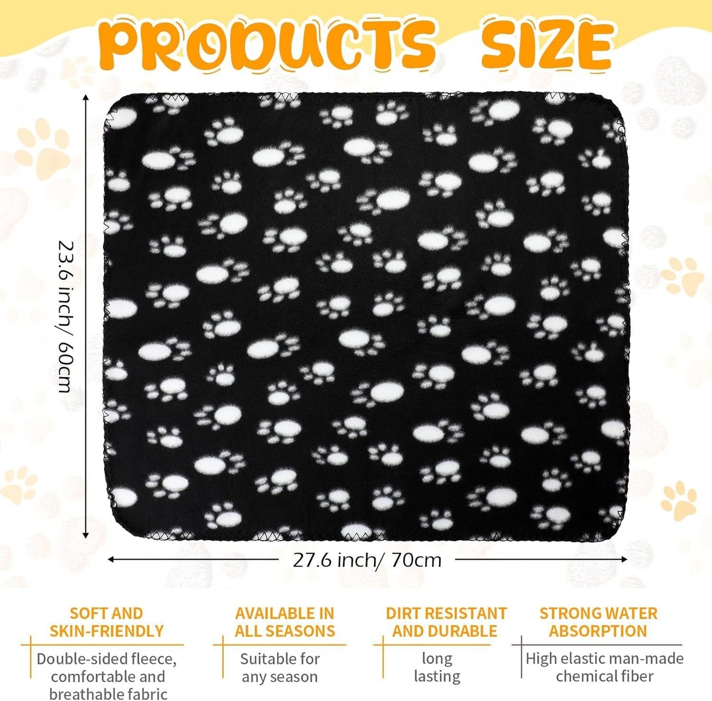 10 Pieces Pet Blankets with Paw Print Dog Cat Fleece Blankets Soft Warm Sleep Mat Pad Bed Cover for Kitten Puppy and Other Small Animals, 24 x 28 Inch