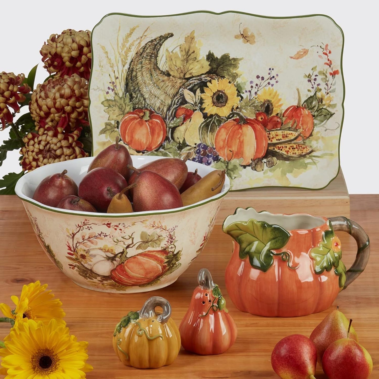 Harvest Morning Set of 4 Ceramic Mugs – Sip coffee, tea, or hot cocoa in cozy autumn style with these beautifully detailed mugs, perfect for crisp mornings and holiday moments 16 oz