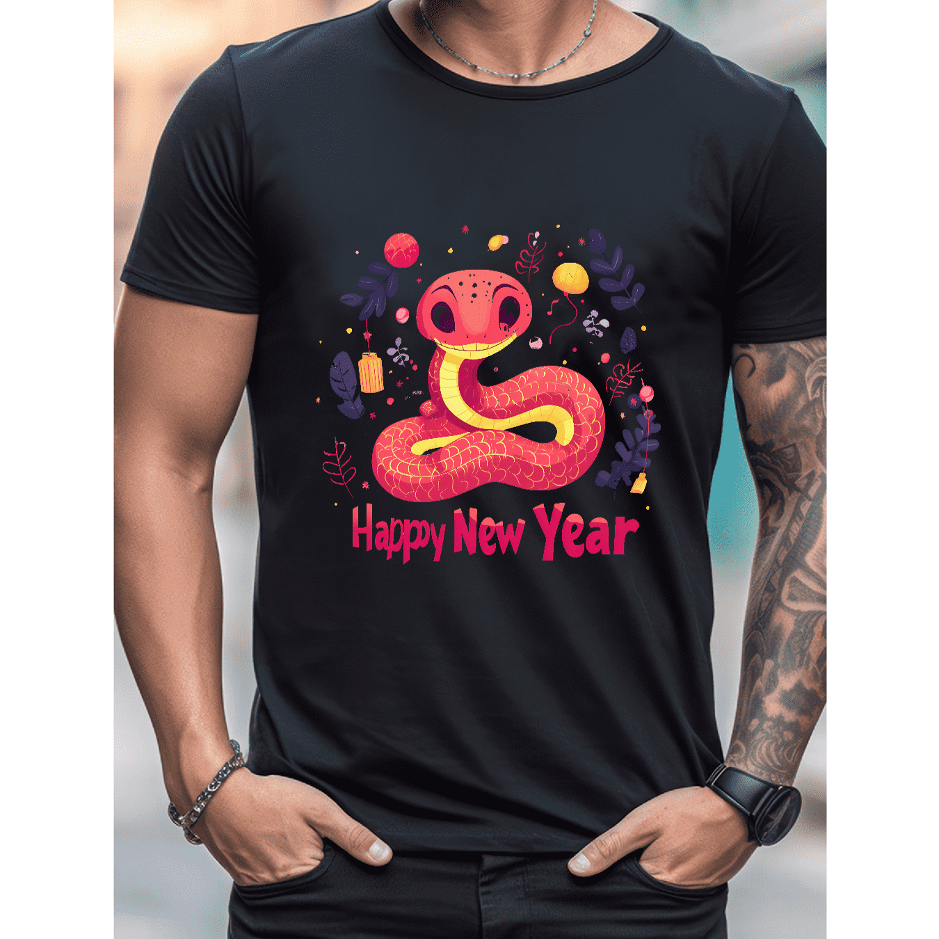 2025 New Year Cotton T-Shirt for Men - Stylish & Comfortable Short Sleeve Tee for All Seasons