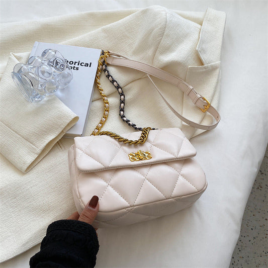 Classic Diamond Sewing Handbags For Women 2022 New Female Summer Trendy Metal Buckle Square Bags Ladies Shoulder Bags With Chain