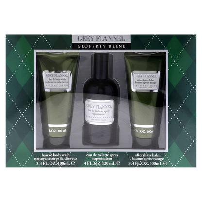 Grey Flannel by Geoffrey Beene for Men - 3 Pc Gift Set 4oz EDT Spray, 3.4oz After Shave Lotion, 3.4oz Hair and Body Wash