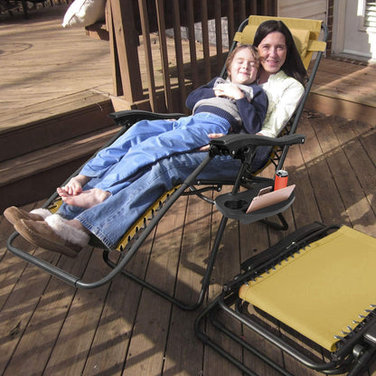 2Packs Zero Gravity Lounge Chair with Dual Side Tray 330lbs Load Foldable Recliner Chair