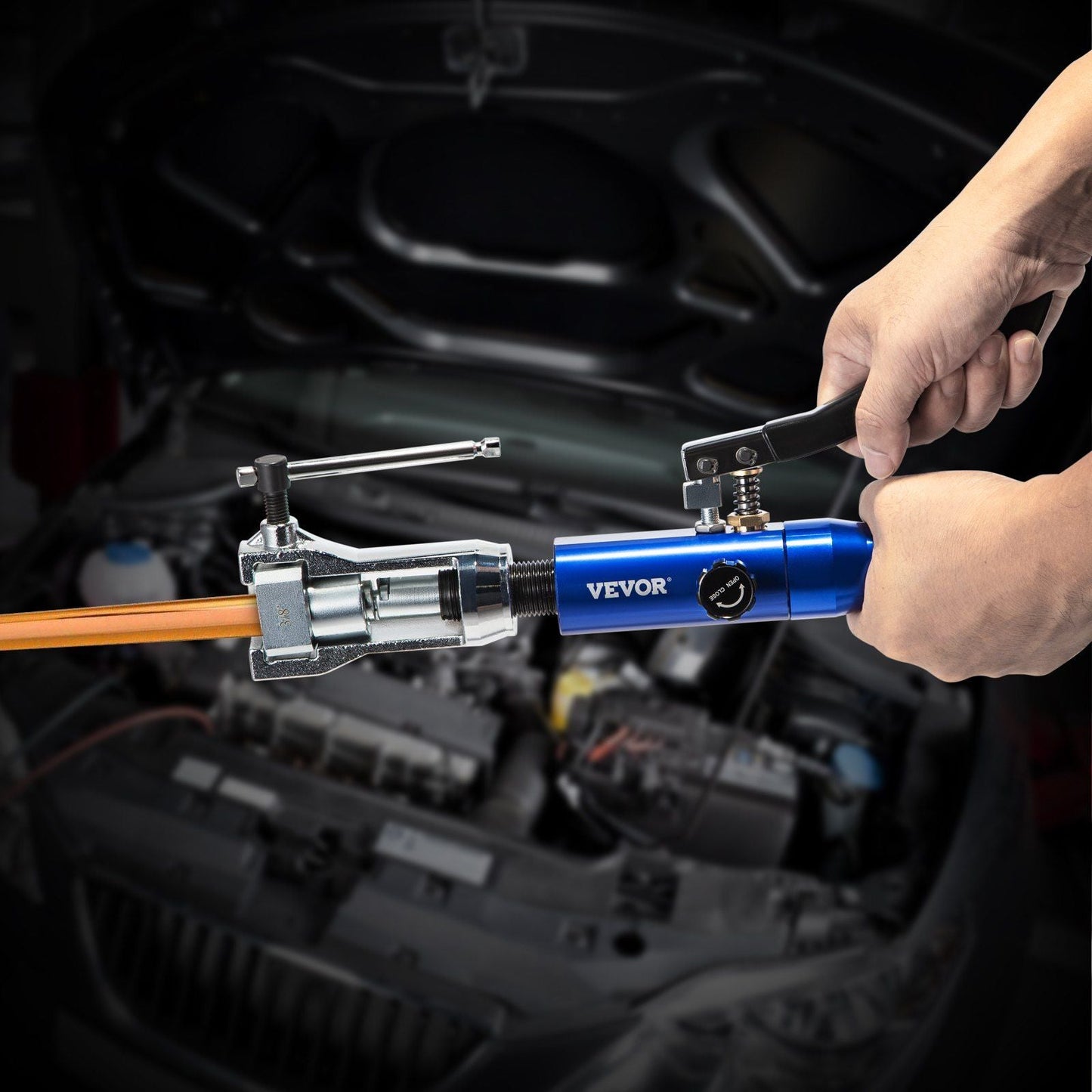 VEVOR Hydraulic Flaring Tool Kit, 45° Double Flaring Tool, Brake Repair Brake Flaring Tools for 3/16"-1/2", Brake Flare Tool with Tube Cutter and Deburrer, 32 PCS Tube Flaring Tools for Copper Lines