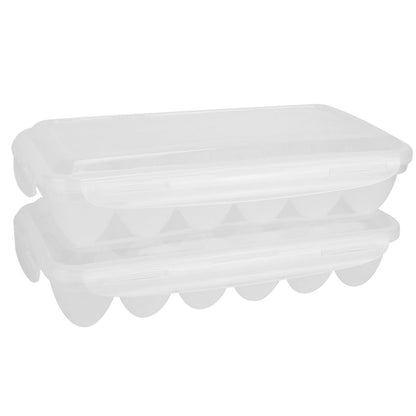 2Pcs Egg Holder Stackable Plastic Egg Storage Box Egg Rack for Refrigerator with 18 Cavity Per Container Dishwasher Safe