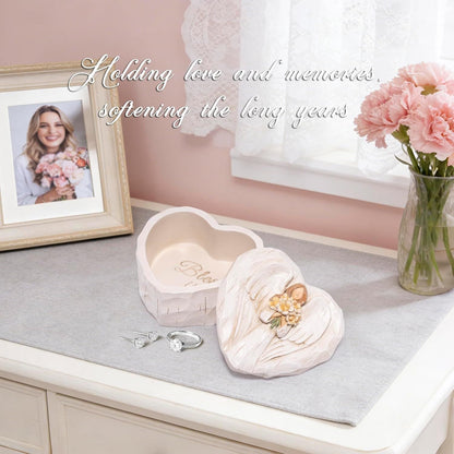 Angel Heart Jewelry Box, Bless You Resin Trinket Box for Women, Mother's Day Birthday Gift, March Birthday Gifts for Women, Valentine's Day Keepsake Decor