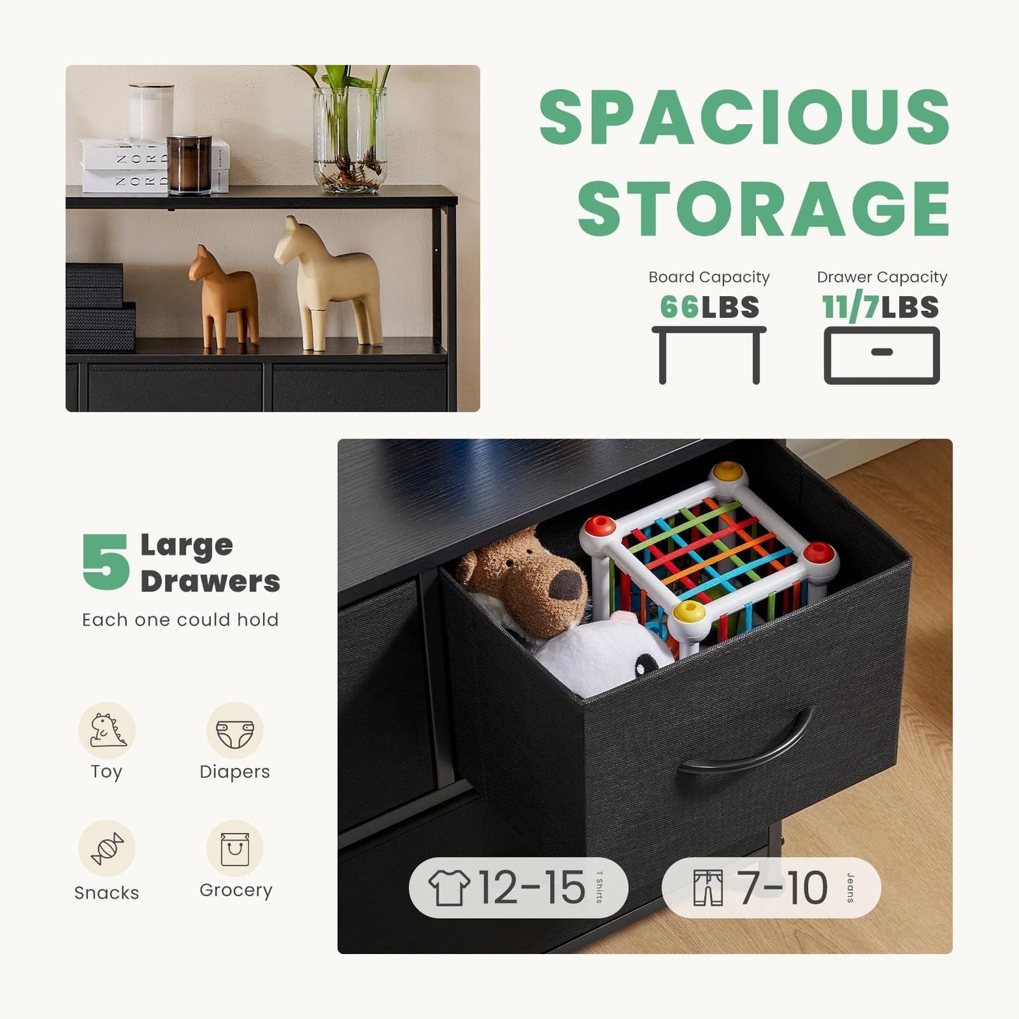 Desser For Bedroom With 7 Fabric Drawers Organizer Storage Closet Chest Clothes For Living Room Display Cabinet Of Furniture