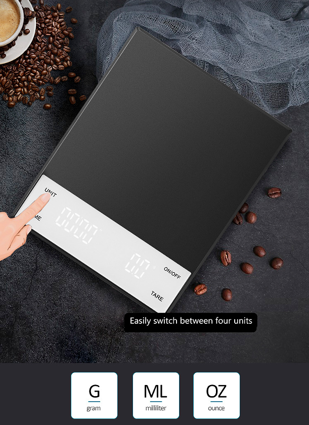 coffee timing scale. Weighing range of 3000g intelligent electronic scale kitchen baking scale quantity