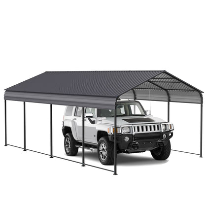 supply Video NEW Metal Carport 12 ×20 FT Heavy Duty with Galvanized Steel Roof, Metal Garage Canopy with Galvanized Steel Roof & Frame, Car Tent Outdoor Storage Shed for Car, Boats and Truck, Gray