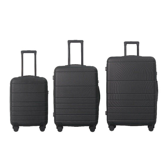 Luggage Sets ABS Hardshell 3pcs Luggage, Lightweight Durable Suitcase sets Spinner Wheels Suitcase with TSA Lock 20''24''28'' Available(Black)