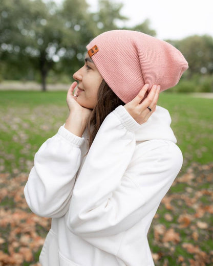 HAAKWEAR Theta-Stitch Cuffed Beanie - Designed and Made in USA (Patent Pending Design) - Pearl Pink