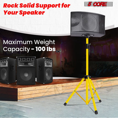 5 Core Speaker Stand Tripod Floor Tall Adjustable Up to 72 Inch DJ Studio Monitor Stands Pole Mount - SS ECO 1PK WOB
