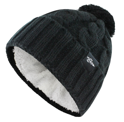 Fear0 NJ Warmest Plush Insulated Lining Knit Cable Cuff Fold Beanie Hat Women