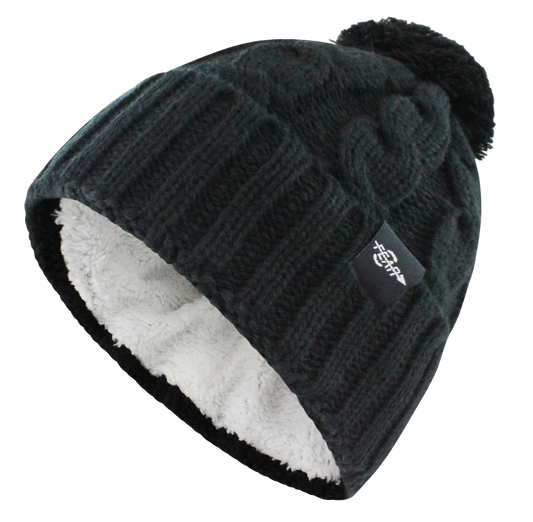 Fear0 NJ Warmest Plush Insulated Lining Knit Cable Cuff Fold Beanie Hat Women