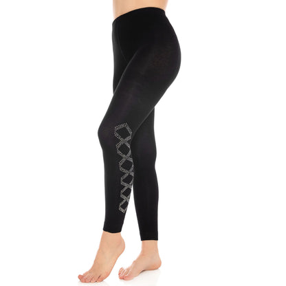 Bamboo Leggings for Women Soft Stretchy Full Length Elastic Leggings with Fancy Accessories