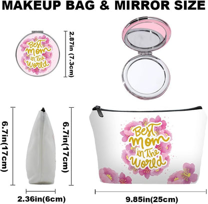 Personalized Best mom Travel Makeup Cosmetic Bag set with Mirror for women mom,Mama Makeup Bag organizer kit for Travel & Daily Use,Mom Gifts From Daughter sons for Mother