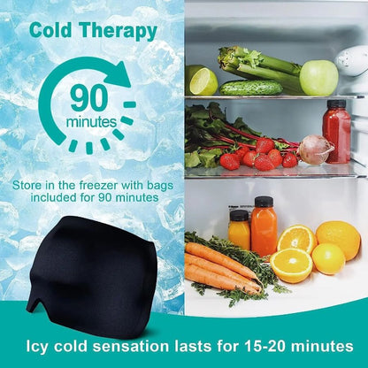 360° Migraine Relief Gel Hat - Hot Cold Therapy Pain Mask for Instant Relief & Pressure Release with Eye Masks Included