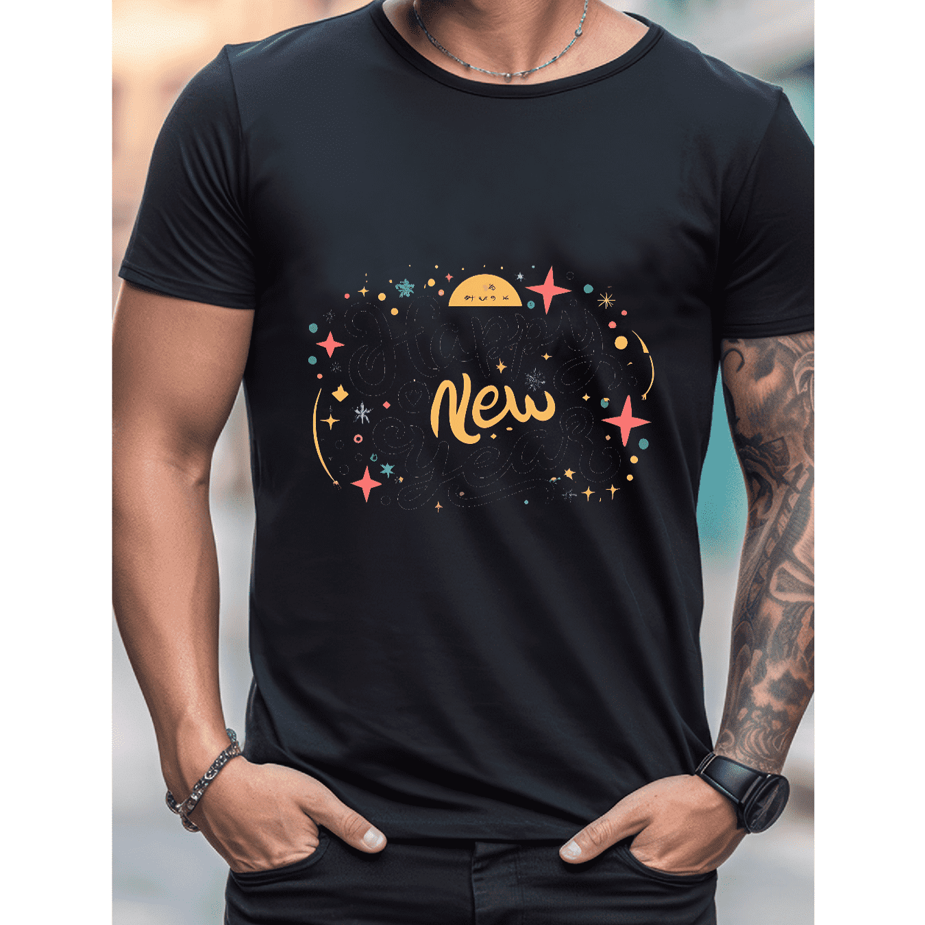 2025 New Year Cotton T-Shirt for Men - Stylish & Comfortable Short Sleeve Tee for All Seasons
