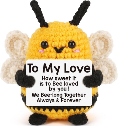 Valentines Day Romantic I Love You Gifts for Him Her, to My Love Boyfriend Girlfriend Husband Wife Mothers Day Birthday Gifts for Couples Wedding Anniversary Cute Handmade Crochet Bee