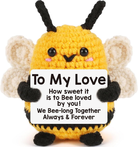 Valentines Day Romantic I Love You Gifts for Him Her, to My Love Boyfriend Girlfriend Husband Wife Mothers Day Birthday Gifts for Couples Wedding Anniversary Cute Handmade Crochet Bee