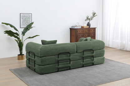 Foldable Sofa Bed, 77.9'' Folding Floor Couch, Compressed Convertable Sleeper Sofa, Memory Foam Couch with Pillow Back Support Armrest, 4-in-1 Futon Sofa Bed for Living Room, Army green