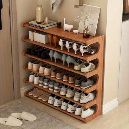 5/6-layer practical storage rack, shoe rack, space-saving design, multi-layer independent storage rack, wood grain finish, easy to assemble, self-supporting cubic shoe storage rack, storage rack, sui