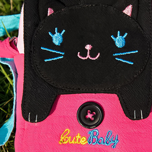 [Black Cat] Embroidered Applique Swingpack Bag Purse / Wallet Bag / Camera Bag (3.9*5.1*1.2)