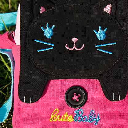 [Black Cat] Embroidered Applique Swingpack Bag Purse / Wallet Bag / Camera Bag (3.9*5.1*1.2)