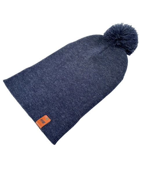 HAAKWEAR Pom Pom Beanie - Made in USA - Denim Blue