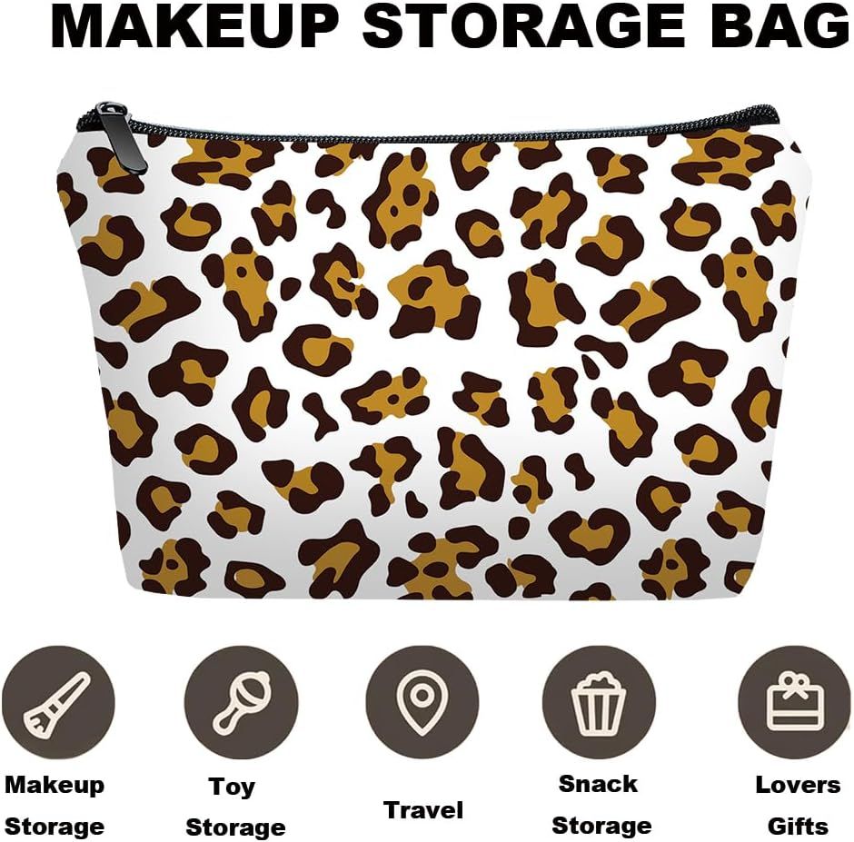 Personalized leopard print Travel Makeup Cosmetic Bag set with Mirror for women girls,Bride Bridesmaid Leopard Pattern Makeup Bag organizer kit for Travel & Daily Use,Leopard Gifts for Mom Girls