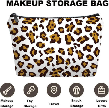 Personalized leopard print Travel Makeup Cosmetic Bag set with Mirror for women girls,Bride Bridesmaid Leopard Pattern Makeup Bag organizer kit for Travel & Daily Use,Leopard Gifts for Mom Girls