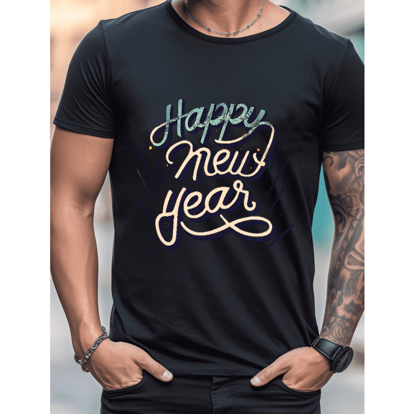2025 New Year Cotton T-Shirt for Men - Stylish & Comfortable Short Sleeve Tee for All Seasons