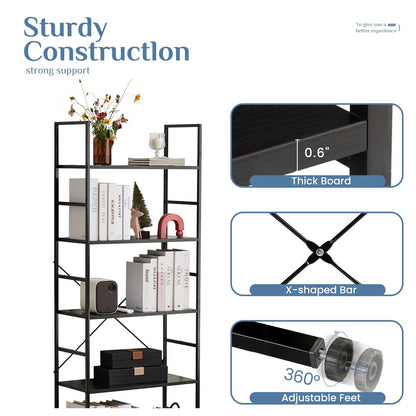 5 Tiers Bookshelf, Classically Modern Book Shelf, Book Rack, Storage Rack Shelves in Living Room/Home/Office