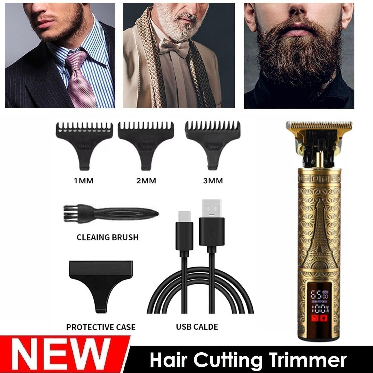 Professional Mens Hair Clippers Trimmer Machine Cordless Beard Electric Shaver